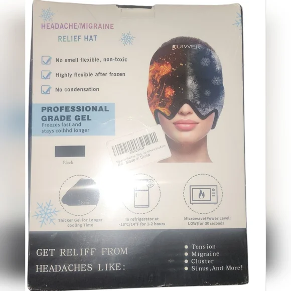 Black Migraine Ice Head Wrap. Relief From Tension , Cluster, Sinus Headaches - Picture 2 of 5